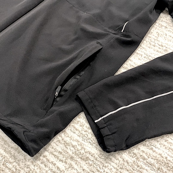 Mens Running Jacket Size Large Black Reflective Trim Lightweight Zip Hoodie - Picture 7 of 13